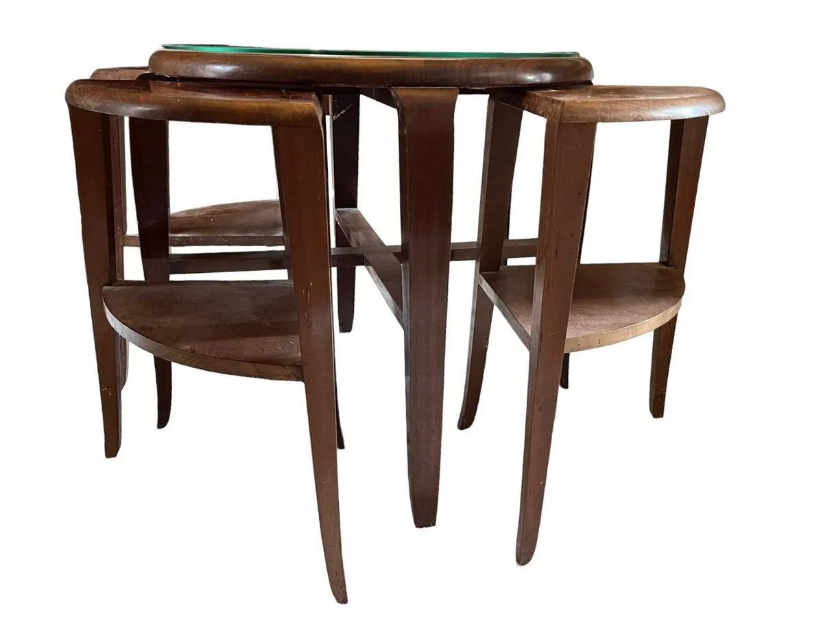 Gaston Poisson, Art Deco Mahogany Pedestal Table Circa 1930-photo-3