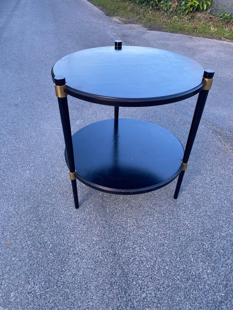 Pair Of Elegant Pedestal Tables In Lacquered Wood And Brass Circa 1950/1960-photo-3