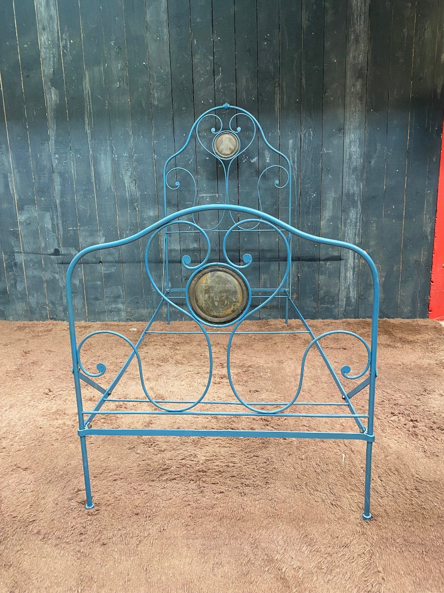 Old Religious Congregation Bed In Wrought Iron Circa 1900-photo-1