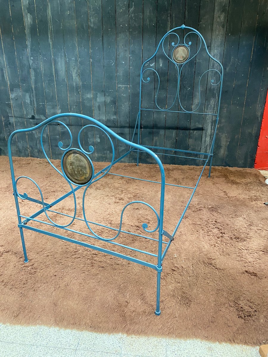 Old Religious Congregation Bed In Wrought Iron Circa 1900-photo-6