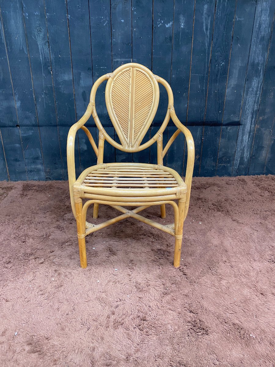 Suite Of 6 Bamboo Armchairs, Circa 1960/1970-photo-7