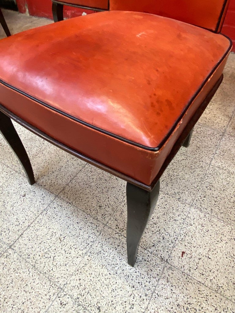 Suite Of 6 Art Deco Chairs In Rosewood And Leather Circa 1930-photo-3