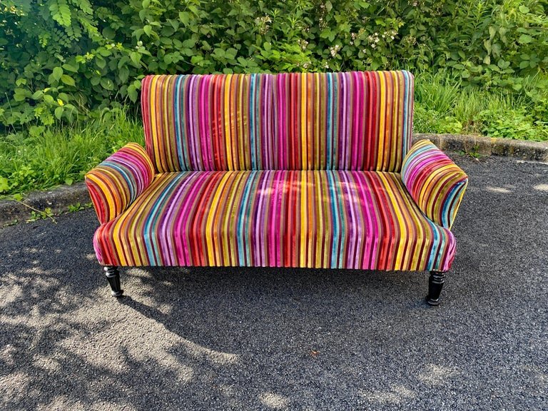 Napoleon 3 Sofa, Restored, Multicolor Velvet-photo-2