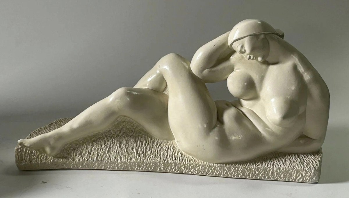 Ivan Mestrovic (1883-1962) After, Pensive Woman Sculptureart Deco In Plaster 1927-photo-1