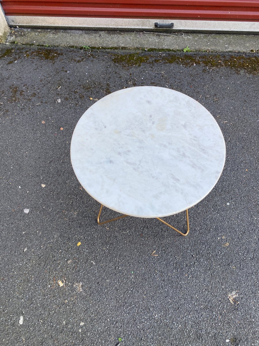 Small Brass And Marble Gueridon Or Side Table Circa 1980-photo-4