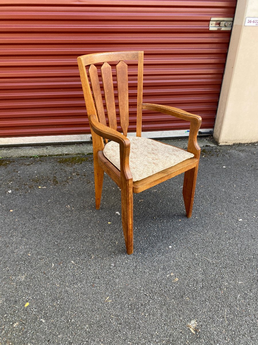 Guillerme Et Chambron , 4 Fauteuils En Chêne Edition Votre Maison Circa 1960/1970-photo-2