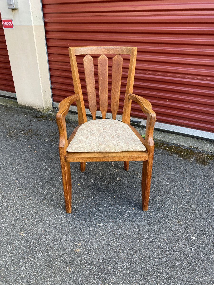 Guillerme Et Chambron , 4 Fauteuils En Chêne Edition Votre Maison Circa 1960/1970-photo-3