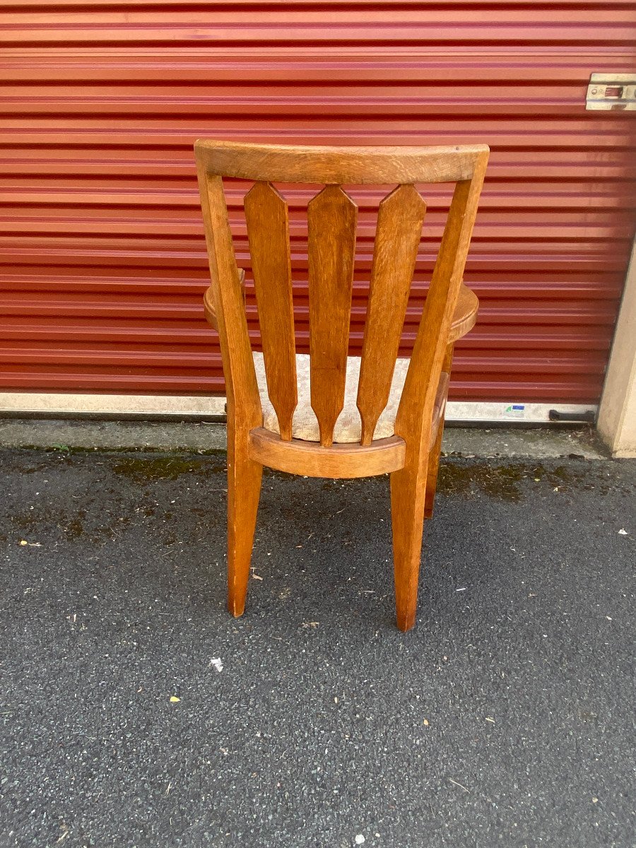 Guillerme Et Chambron , 4 Fauteuils En Chêne Edition Votre Maison Circa 1960/1970-photo-3