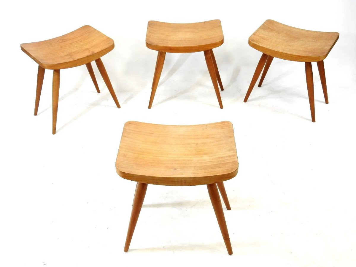 Set Of 4 Vintage Stools Circa 1950/1960 -photo-3