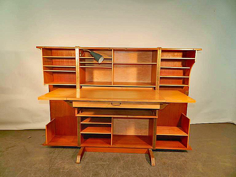  Compact Home Office Desk Interior Sycomore Circa 1950/1960-photo-3