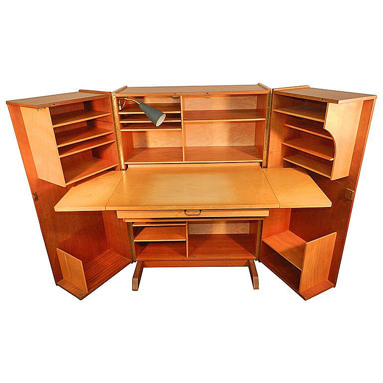  Compact Home Office Desk Interior Sycomore Circa 1950/1960