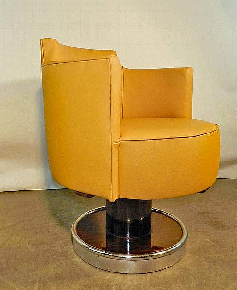 Decoene Freres , Important Fauteuil De Bureau Art Deco , Macassar Et Cuir, Restauré, Circa 1930-photo-2