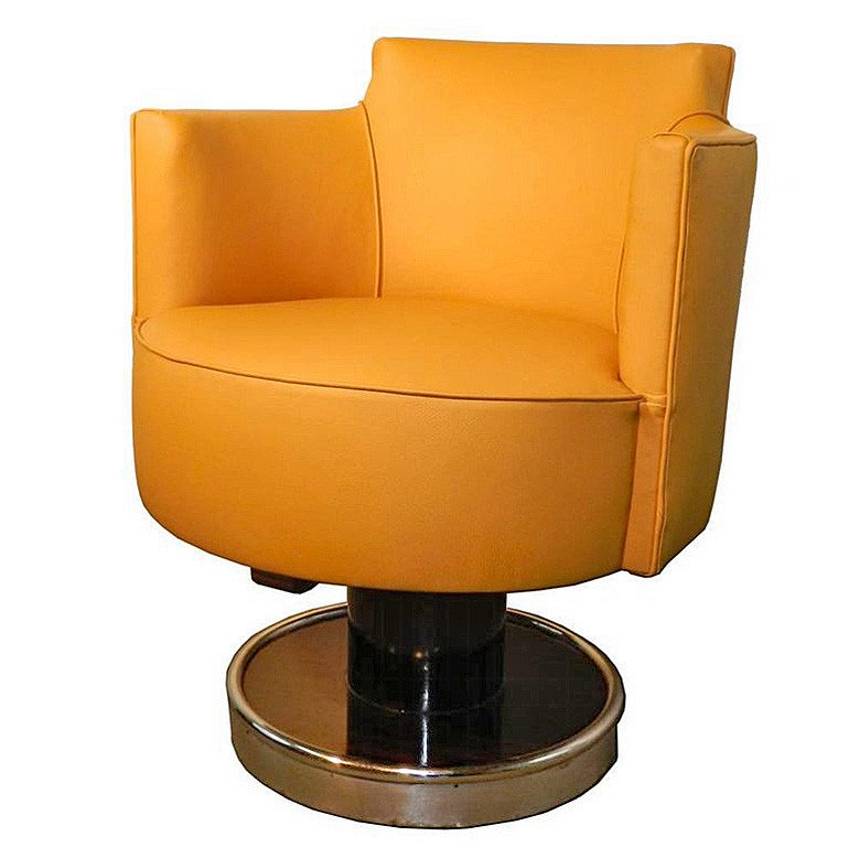 Decoene Freres , Important Fauteuil De Bureau Art Deco , Macassar Et Cuir, Restauré, Circa 1930