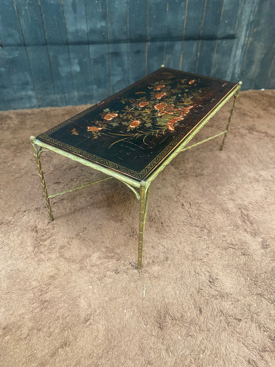 Maison Bagues, Bronze And Lacquer Coffee Table Circa 1950/1960-photo-3