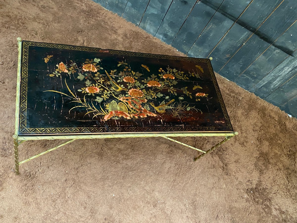 Maison Bagues, Bronze And Lacquer Coffee Table Circa 1950/1960-photo-7