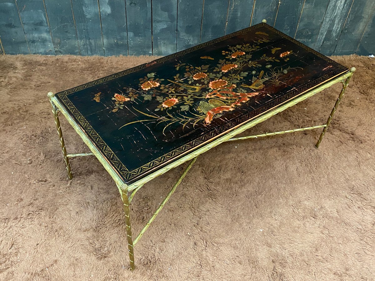 Maison Bagues, Bronze And Lacquer Coffee Table Circa 1950/1960-photo-8