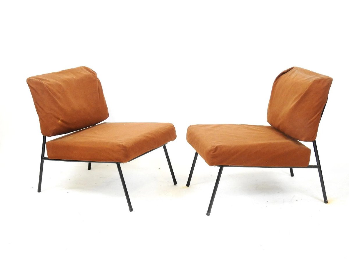 Pair Of Armchairs Circa 1950 In The Style Of Pierre Guariche-photo-1