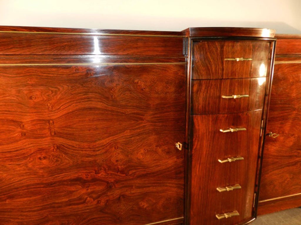 Enfilade Art Deco En Placage De Palissandre Et Laiton Circa 1930-photo-2