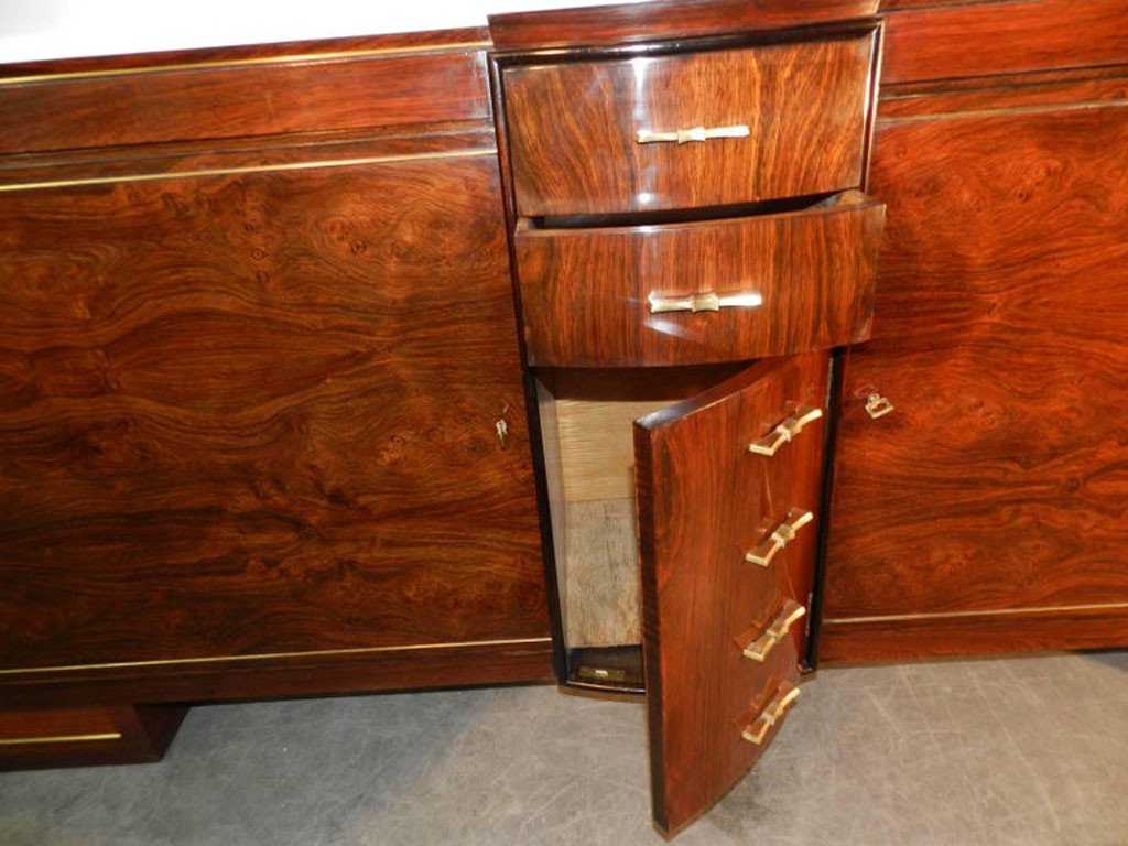 Enfilade Art Deco En Placage De Palissandre Et Laiton Circa 1930-photo-1