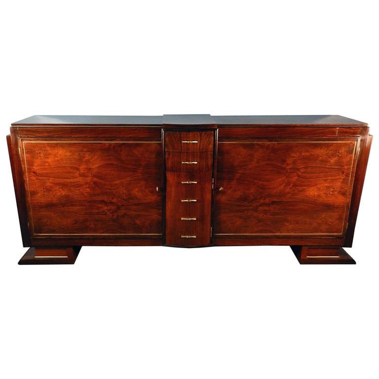 Enfilade Art Deco En Placage De Palissandre Et Laiton Circa 1930