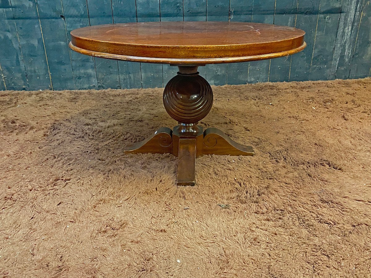 Art Deco Gueridon In Varnished Mahogany Circa 1940/1950-photo-2