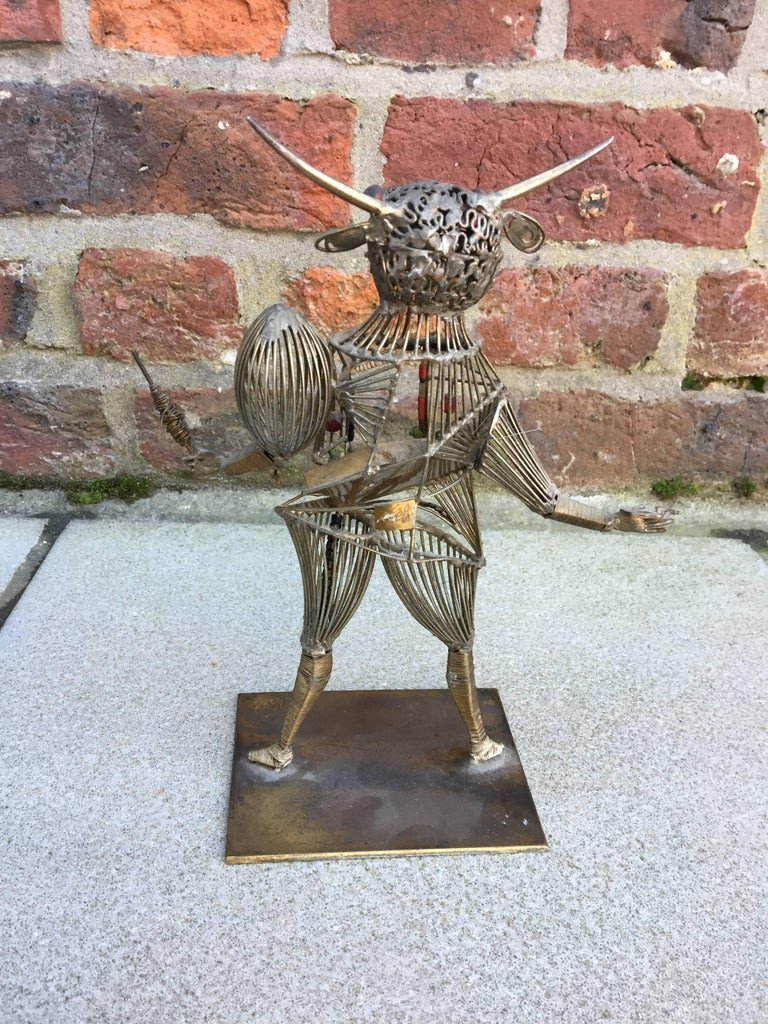 Metal Sculpture "the Bull" Circa 1970, Bears A Signature-photo-1