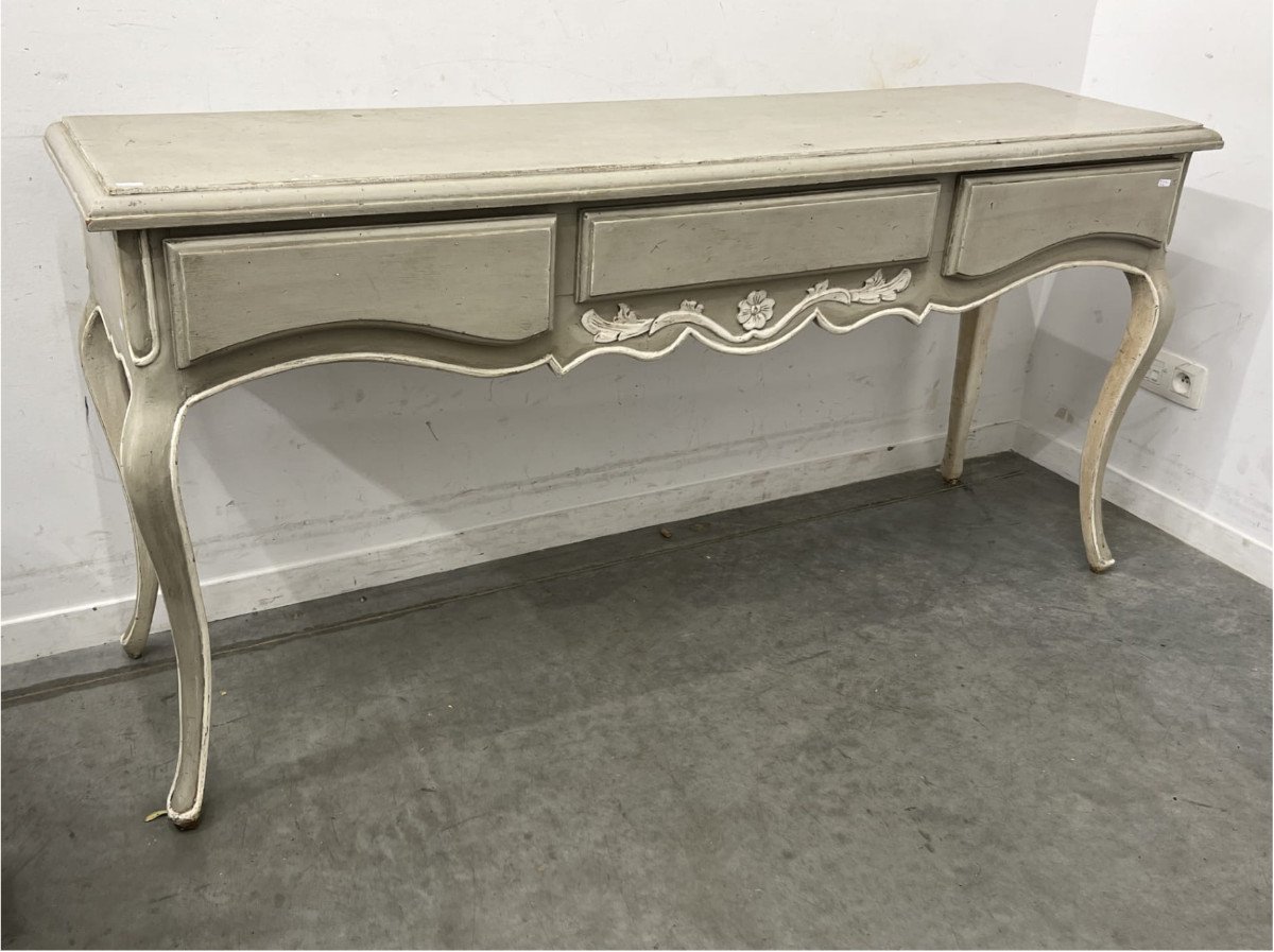 Louis XV Style Painted Console With 3 Drawers (h80x165x45cm)