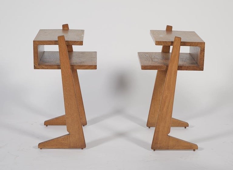 Guillerme Et Chambron, 2 Oak Bedside Tables, Edition Votre Maison, Circa 1960/1970-photo-4