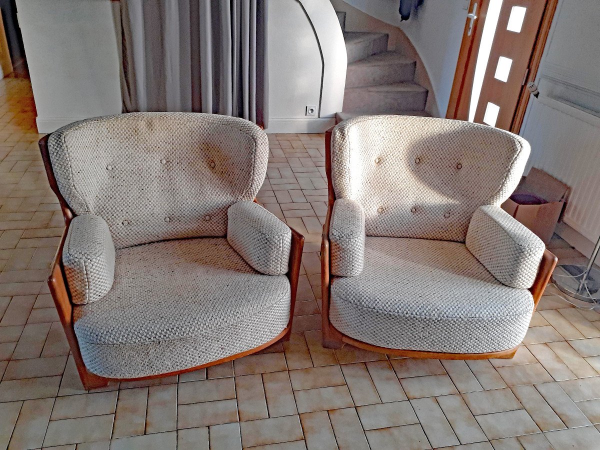 Guillerme Et Chambron , Paire De Fauteuils Denis Circa 1970, Edition Votre Maison-photo-2