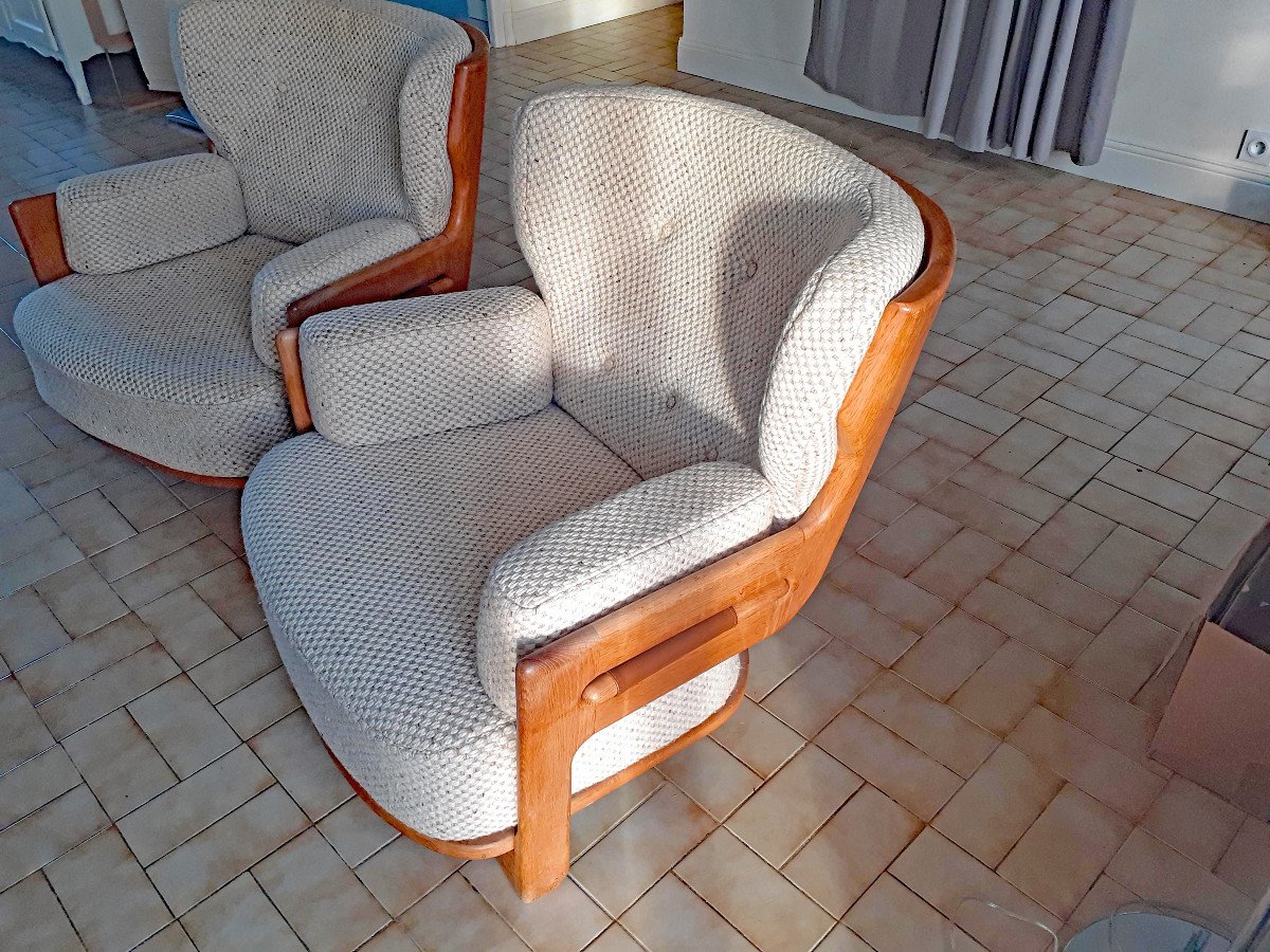 Guillerme Et Chambron , Paire De Fauteuils Denis Circa 1970, Edition Votre Maison-photo-3