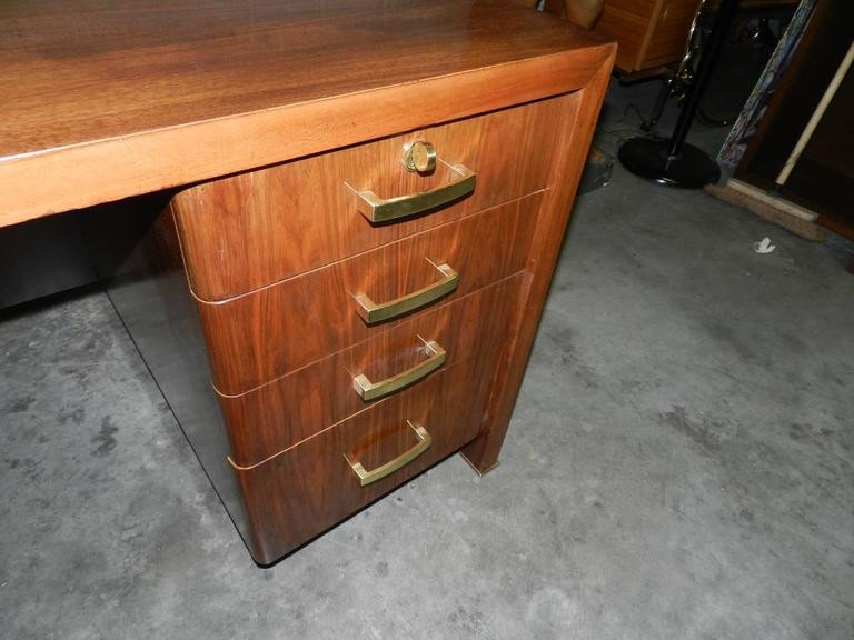 Paul Dupré-lafon, Bureau Art Deco En Palissandre Et Bronze , Restauré-photo-4