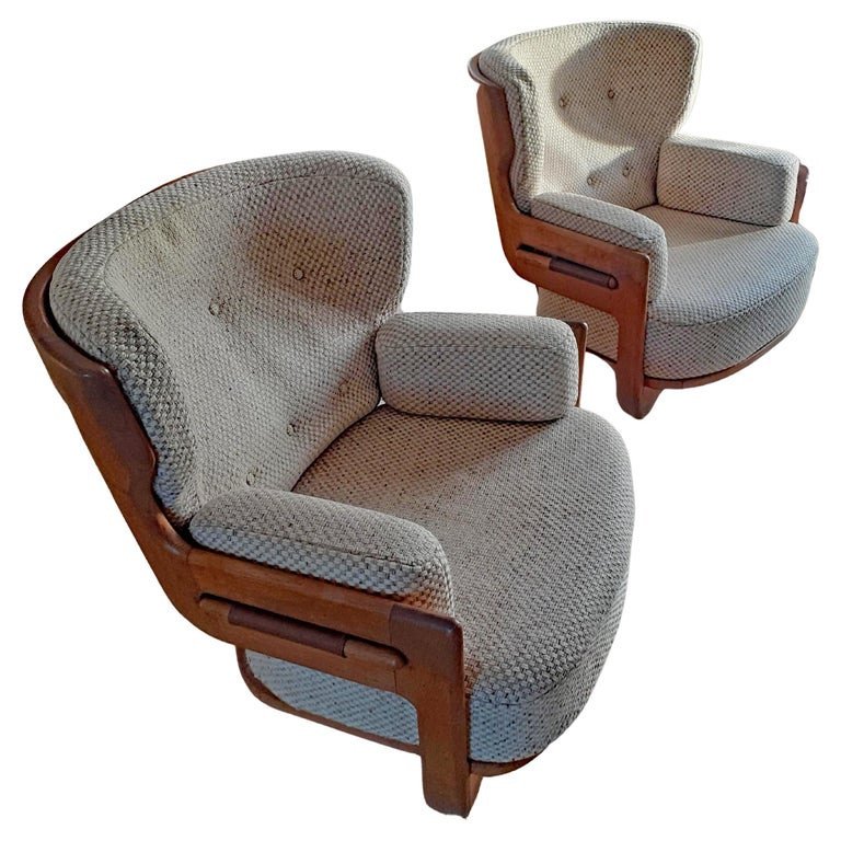 Guillerme Et Chambron , Paire De Fauteuils "denis" Edition Votre Maison Circa 1970