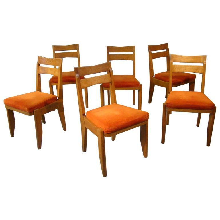 Guillerme Et Chambron , Six Chaises En Chêne  Edition Votre Maison Circa 1970-photo-3