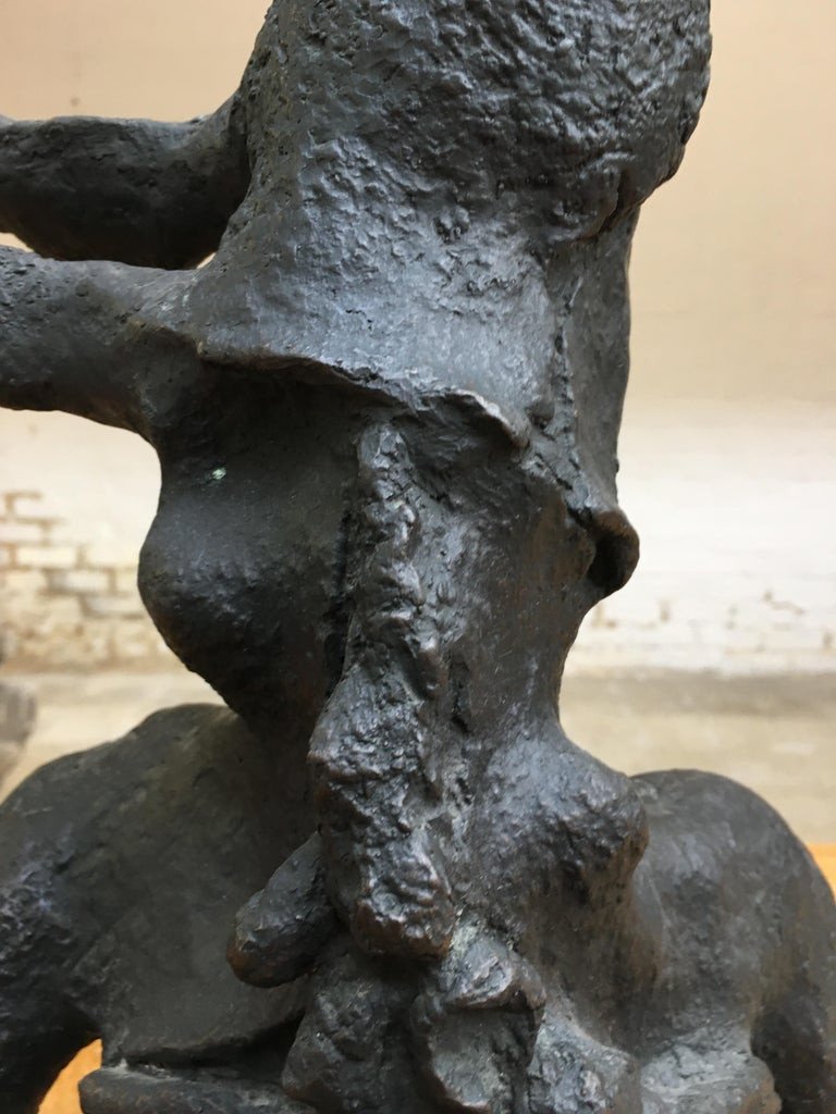 Yves Rhayé, "the Backbiting" Bronze Sculpture Circa 1960-1970-photo-2