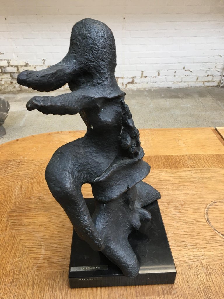 Yves Rhayé, "the Backbiting" Bronze Sculpture Circa 1960-1970-photo-1