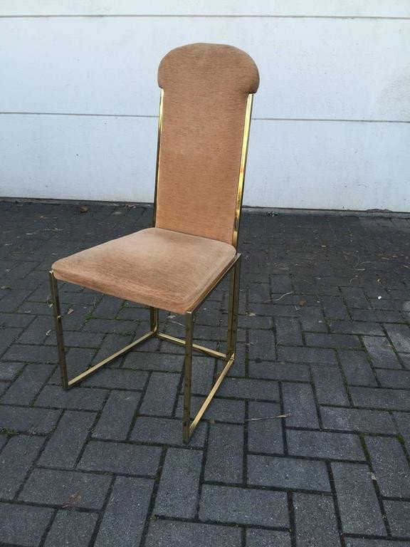 Set Of 6 Brass Chairs Circa 1970 Romeo Rega Style -photo-3