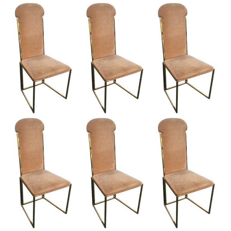 Set Of 6 Brass Chairs Circa 1970 Romeo Rega Style -photo-1