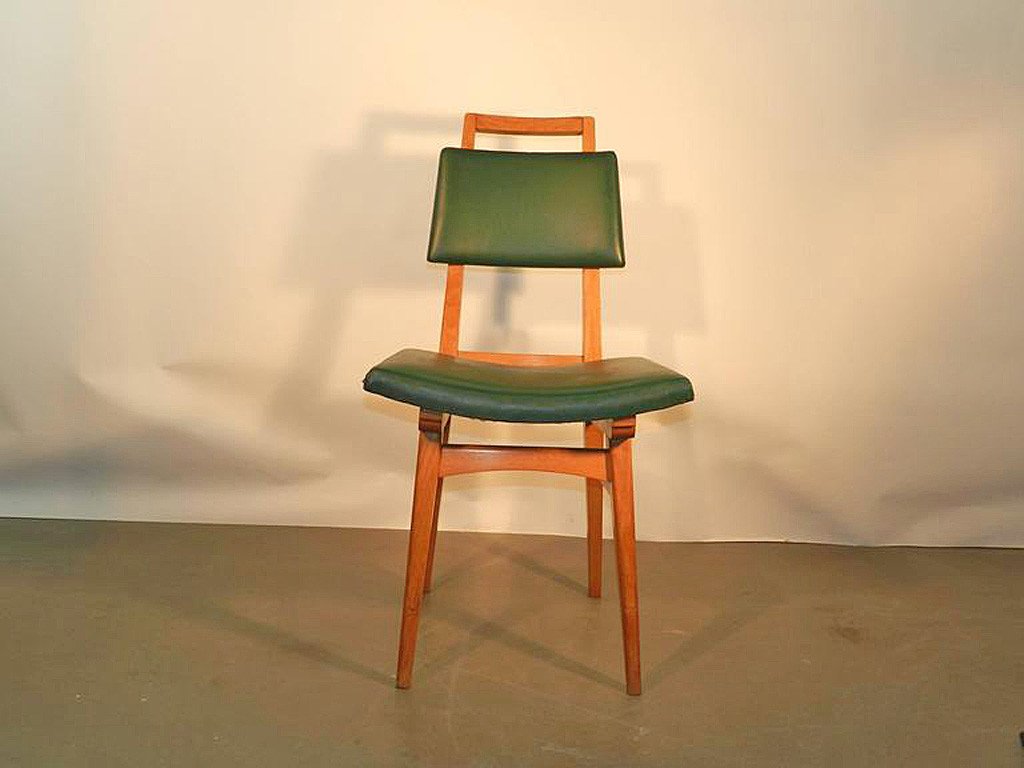 Set Of 6 Original 1950s Solid Oak Chairs-photo-2