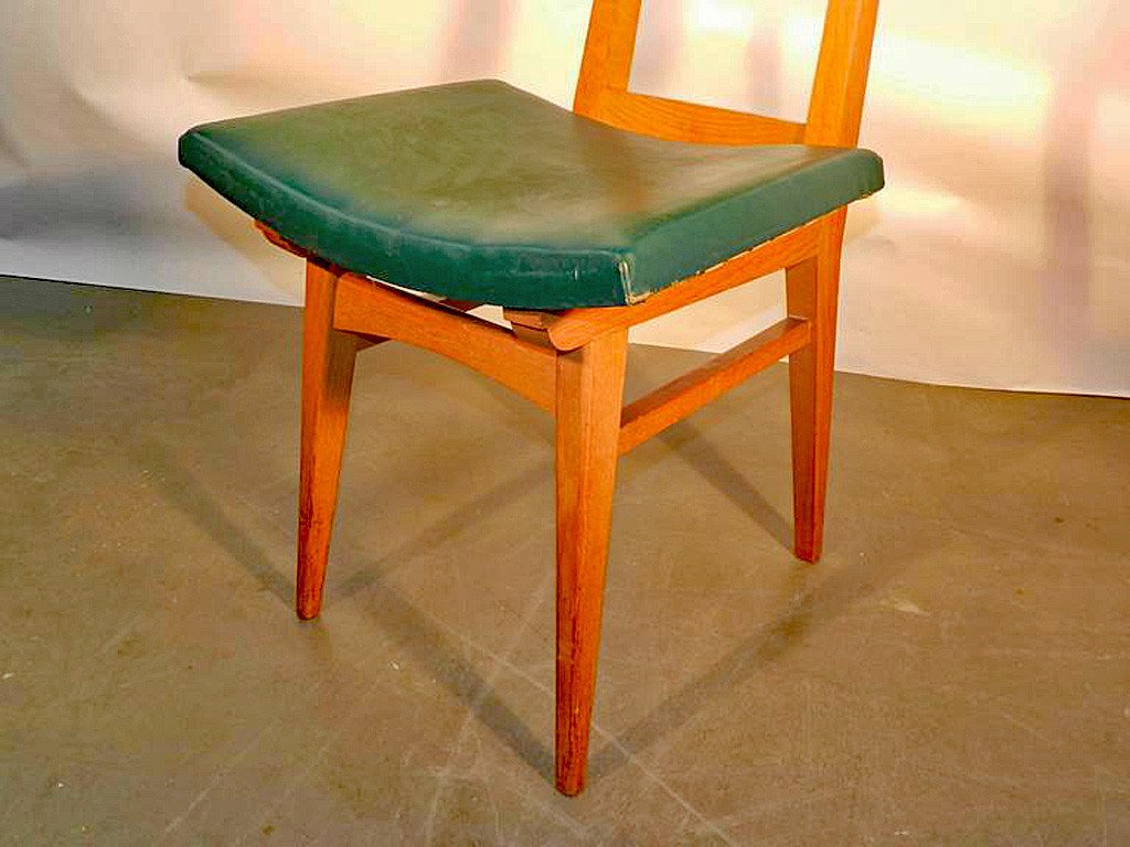 Set Of 6 Original 1950s Solid Oak Chairs-photo-3