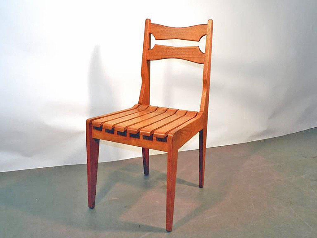 Guillerme Et Chambron, Set Of 6 Chairs, Edition Votre Maison, Circa 1960/1970-photo-2