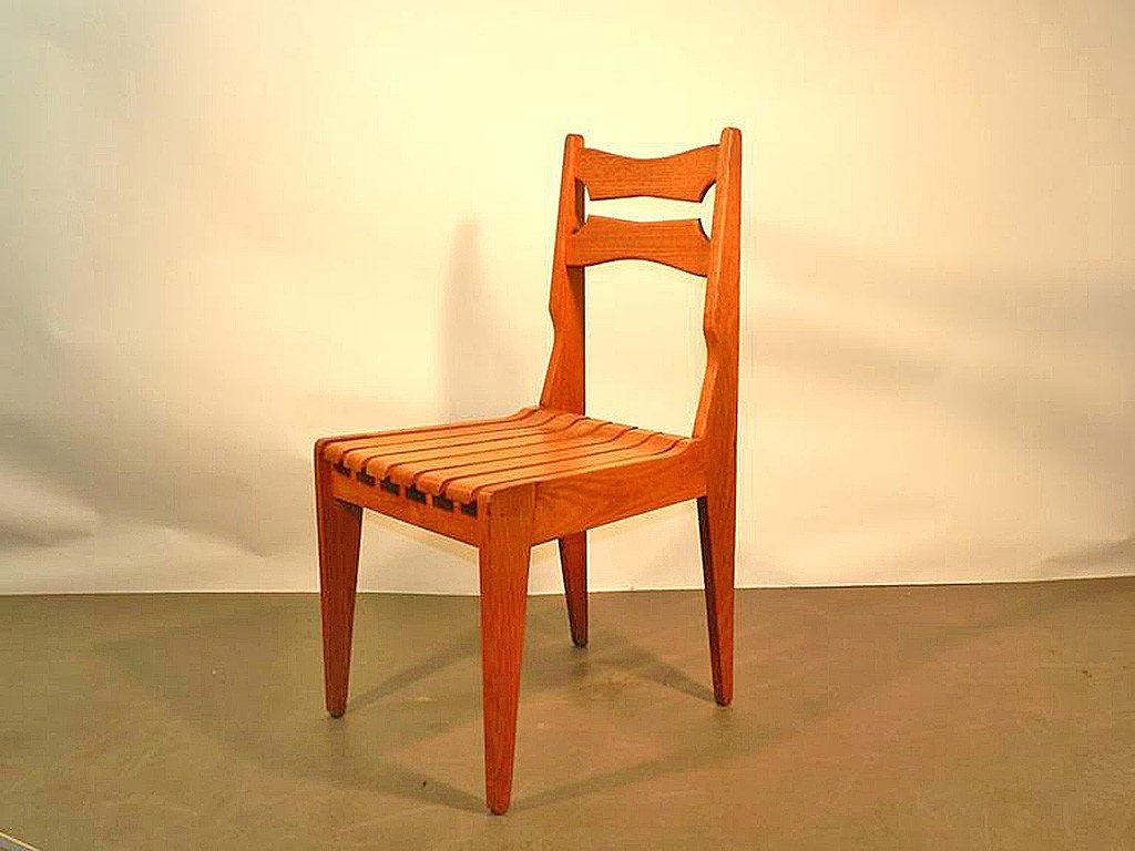 Guillerme Et Chambron, Set Of 6 Chairs, Edition Votre Maison, Circa 1960/1970-photo-3