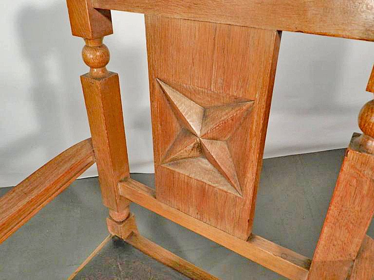 Pair Of Neo Classical Oak And Leather Armchairs Circa 1950-photo-3