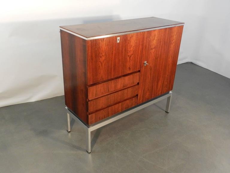 Rosewood And Chrome Sideboard Circa 1970-photo-2