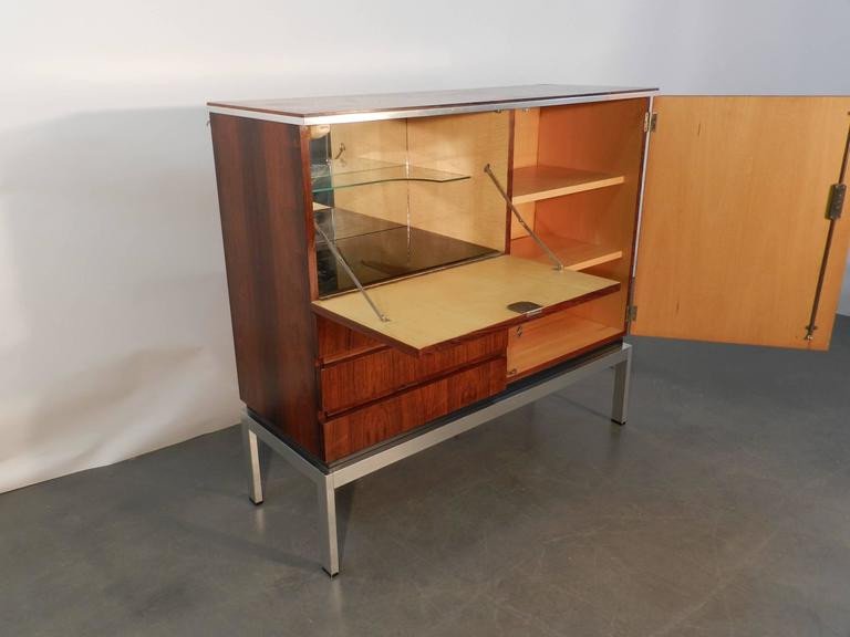 Meuble d'Appoint En Palissandre Et Chrome Circa 1970-photo-4