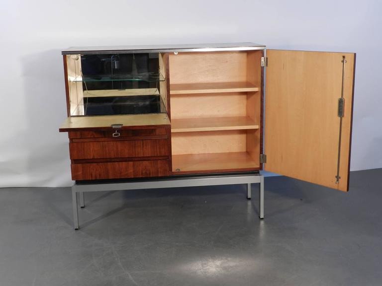 Rosewood And Chrome Sideboard Circa 1970-photo-1