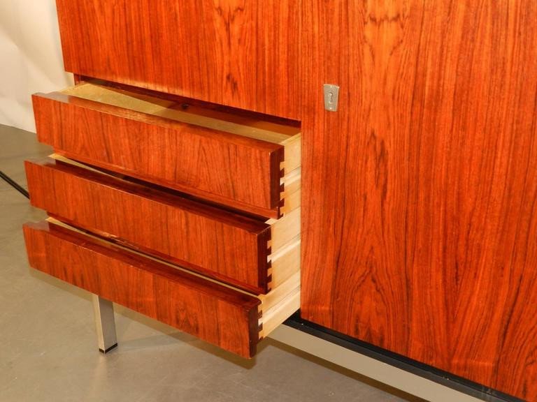 Rosewood And Chrome Sideboard Circa 1970-photo-2