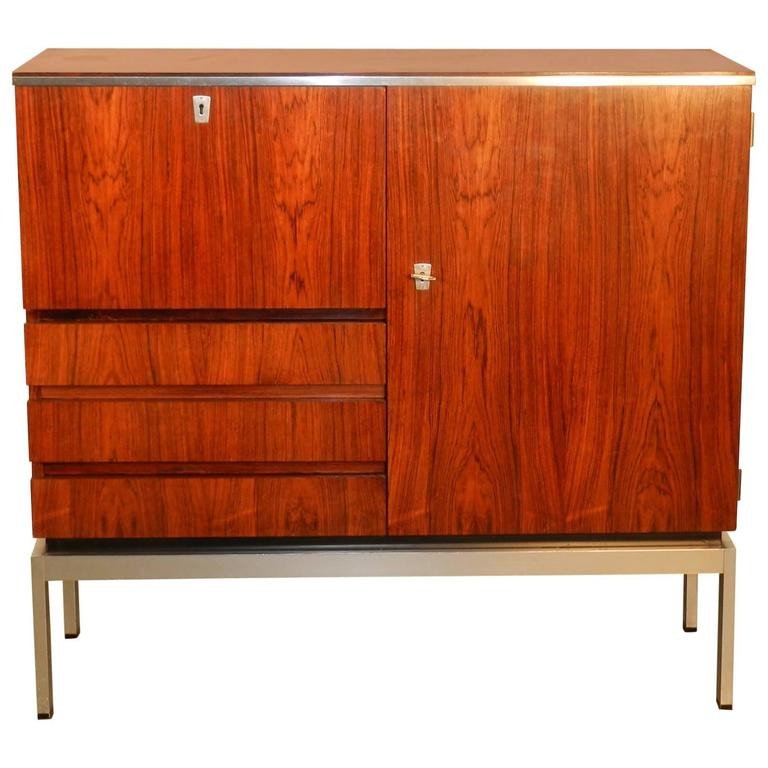 Rosewood And Chrome Sideboard Circa 1970-photo-3