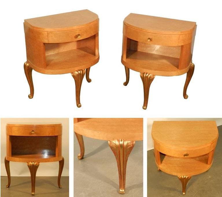 Maison Jansen, Pair Of Art Deco Bedside Tables In Itronier And Gilded Wood Circa 1940 -photo-2