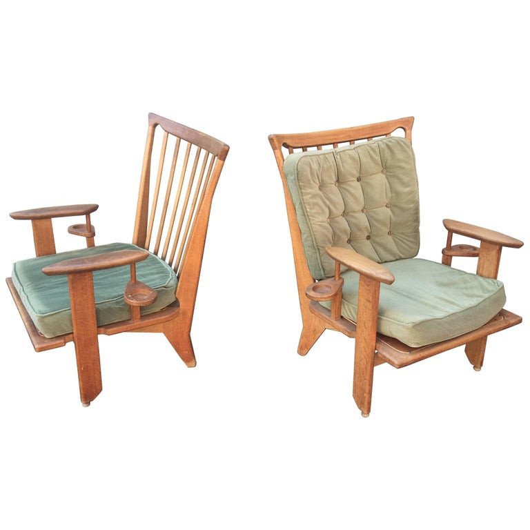 Guillerme Et Chambron, Pair Of "ashtray" Armchairs Edition Votre Maison Circa 1970