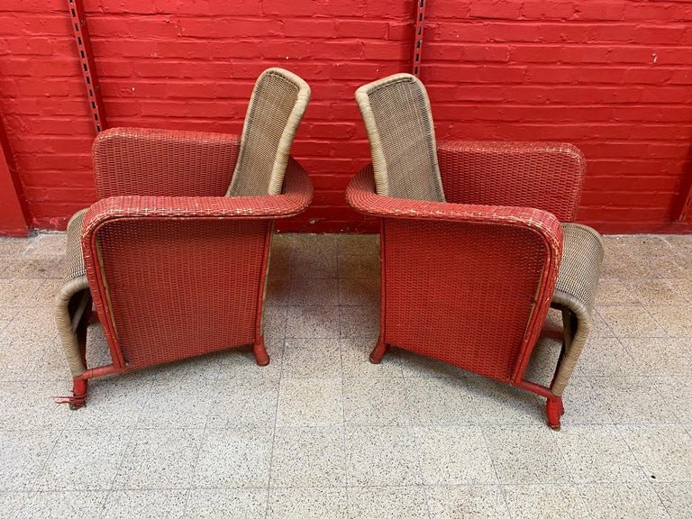 Pair Of Art Deco Rattan Armchairs Circa 1930-photo-2